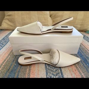 DIANE VON FURSTENBERG White Leather Slides